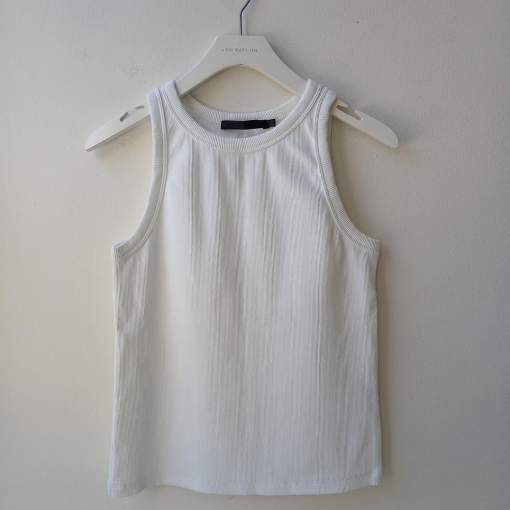 Jenni Kayne Cotton Ribbed Tank Top White Women's Medium